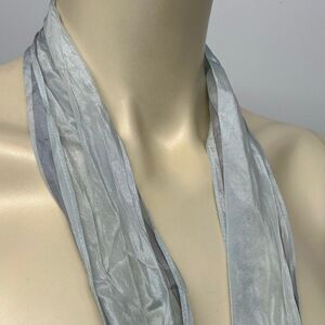 Vintage Sacha Silk Skinny Scarf Blue Floral Bamboo Print 52” Long Pointed Ends